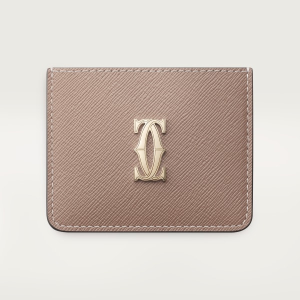 Simple Card Holder, C de Cartier Clay-coloured textured calfskin, golden finish