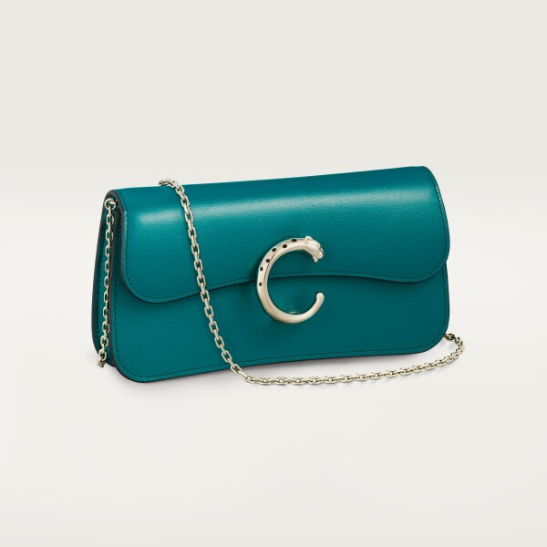 CRL1002509 Mini model chain bag Panthere de Cartier Petrol blue calfskin golden finish Cartier