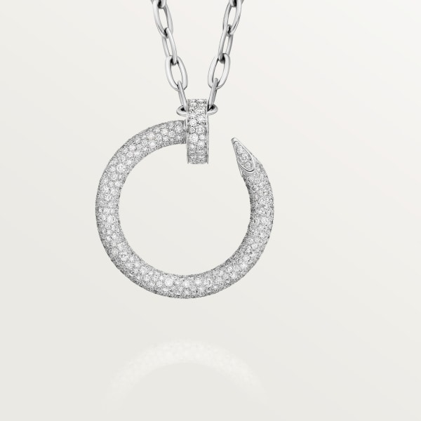 Juste un Clou long necklace, transformable, extra-large model, paved  White gold, diamonds