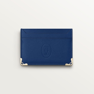 Card holder, Must Deep blue calfskin, golden finish