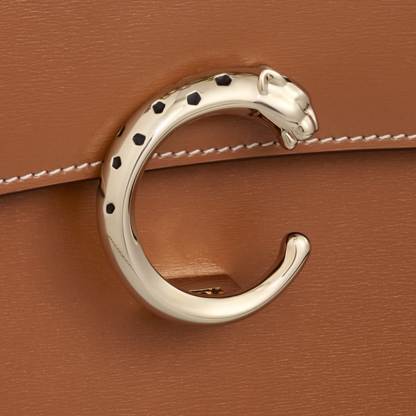 Chain bag small, Panthère de Cartier Caramel calfskin, golden finish