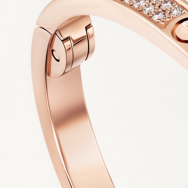 Love bracelet, small model, paved Rose gold, diamonds