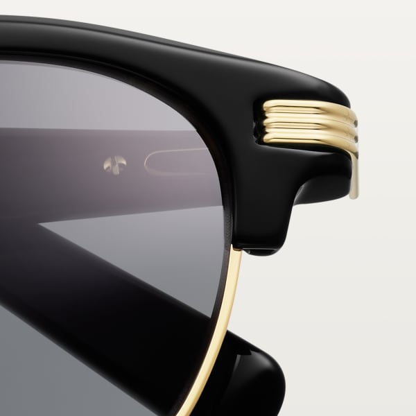 Panthère de Cartier, Sunglasses Smooth gold-finish metal, black acetate, grey lenses