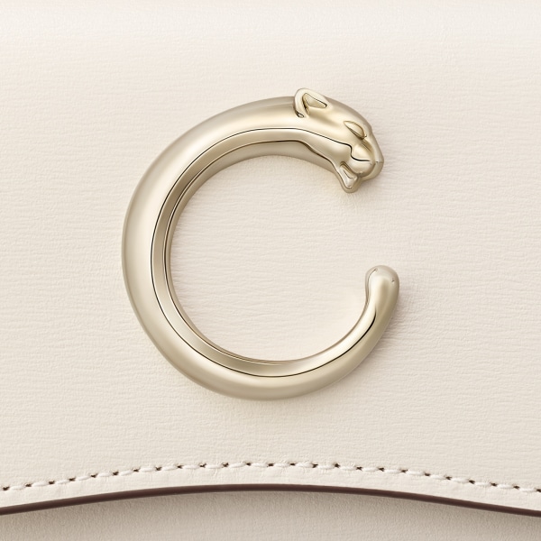 Mini wallet, Panthère C de Cartier Salt white calfskin, golden finish