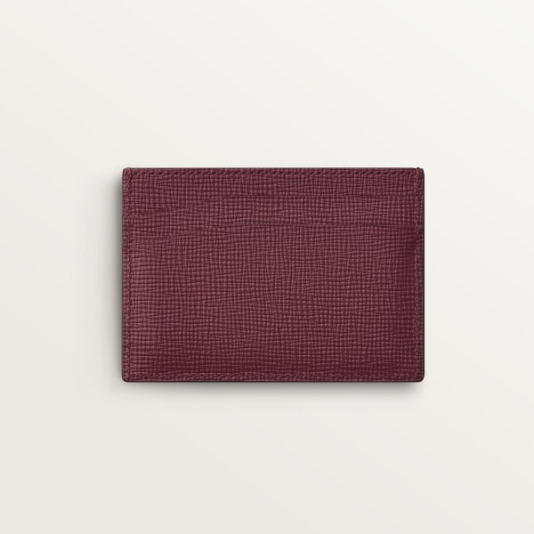 Double card holder, Cartier Losange Caramel-coloured and burgundy calfskin with diamond dots print, palladium finish and burgundy enamel
