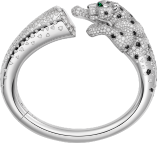Panthère Jewelry Watch Quartz movement, white gold, onyx, emeralds, diamonds