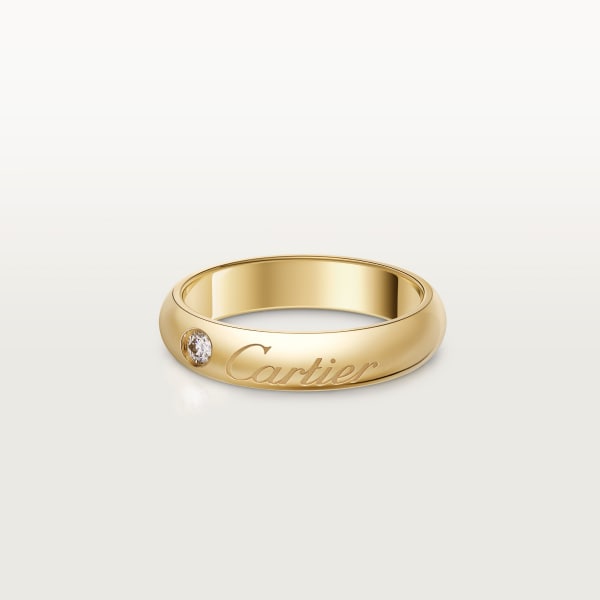 C de Cartier wedding ring, 4 mm width, 1 diamond Yellow gold, diamond
