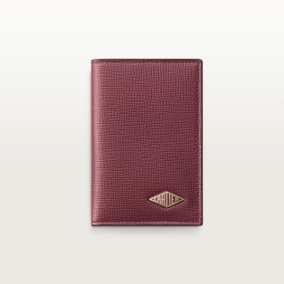Four-credit card holder, Cartier Losange Burgundy grained calfskin, golden finish and burgundy enamel
