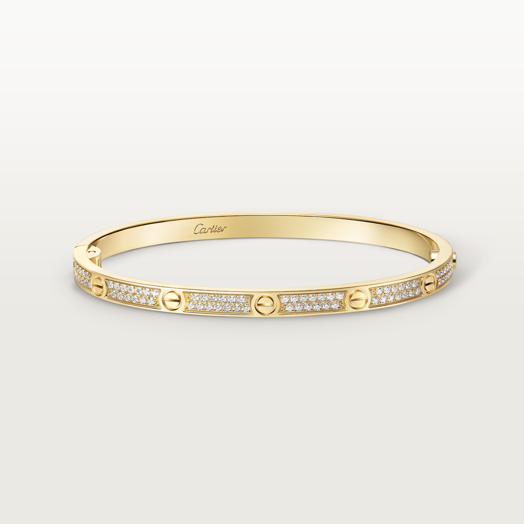Love bracelet, small model, pavedYellow gold, diamonds