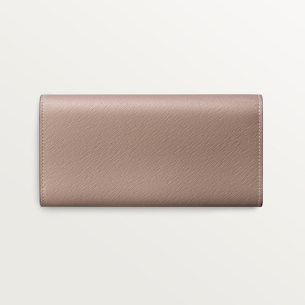International wallet with flap, C de Cartier Clay-coloured textured calfskin, golden finish