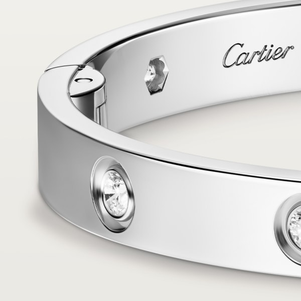 Love bracelet, classic model, 10 diamonds, one screw closure White gold, diamonds