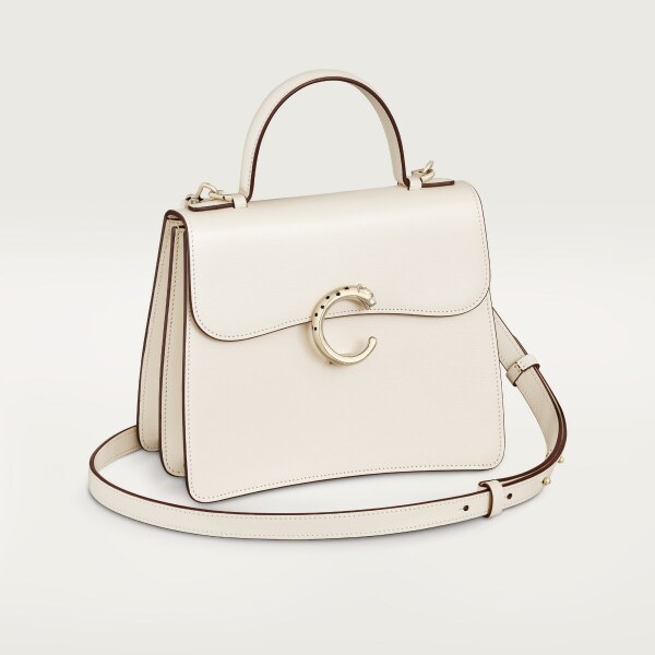 Small bag, Panthère C Salt white calfskin, golden finish