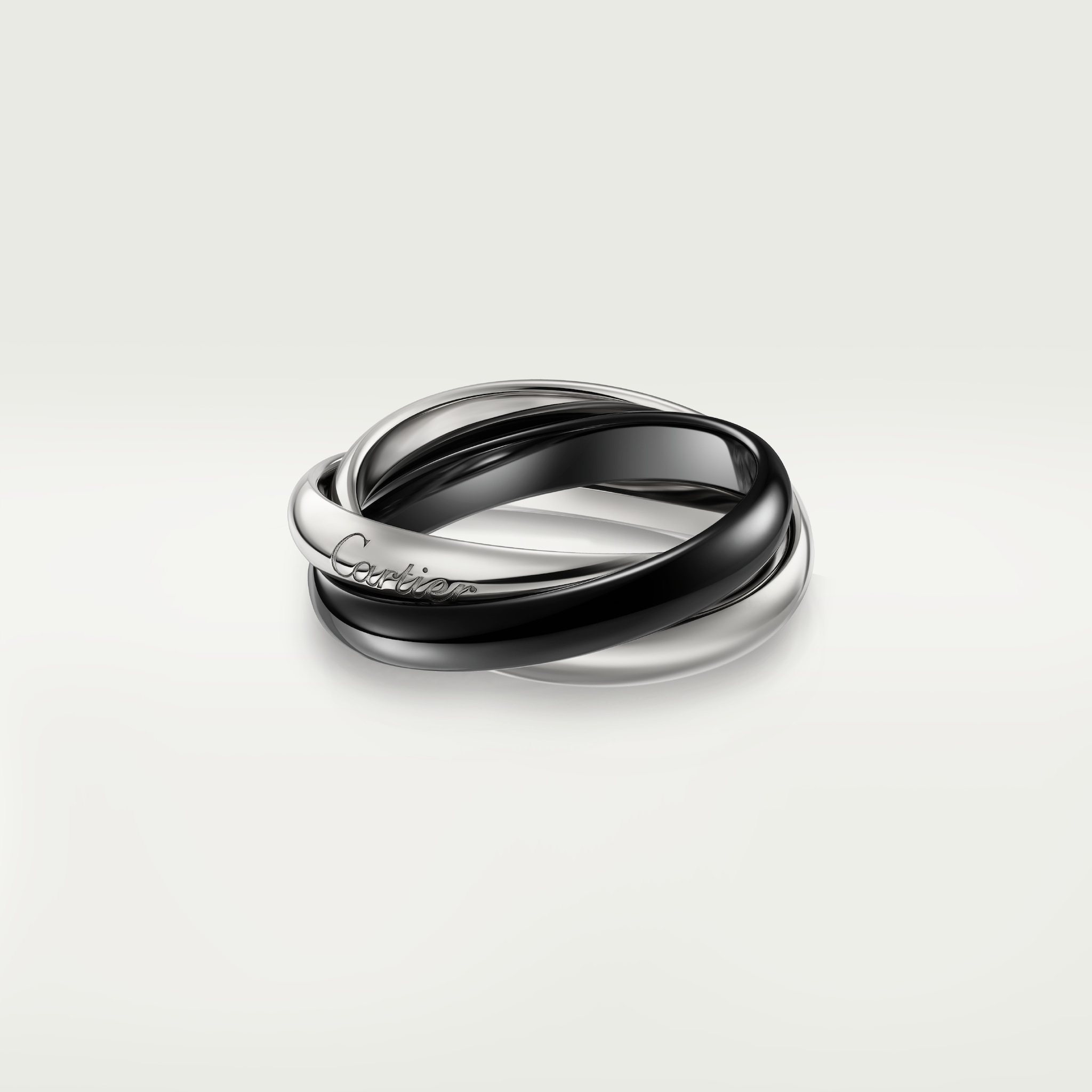 Trinity ring, ceramic, classic modelWhite gold, ceramic
