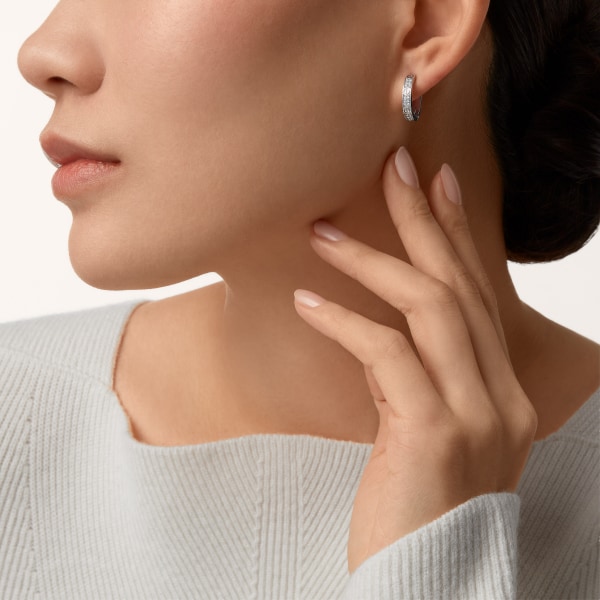 Love earrings, transformable, semi-paved White gold, diamonds