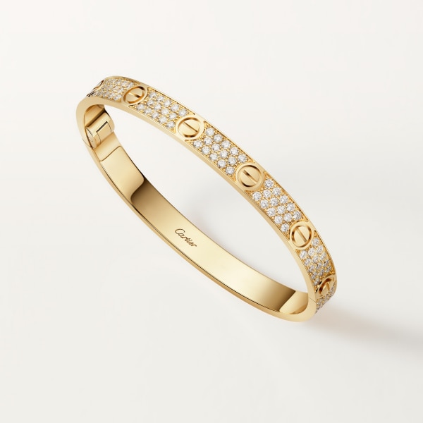 Love bracelet, classic model, paved Yellow gold, diamonds
