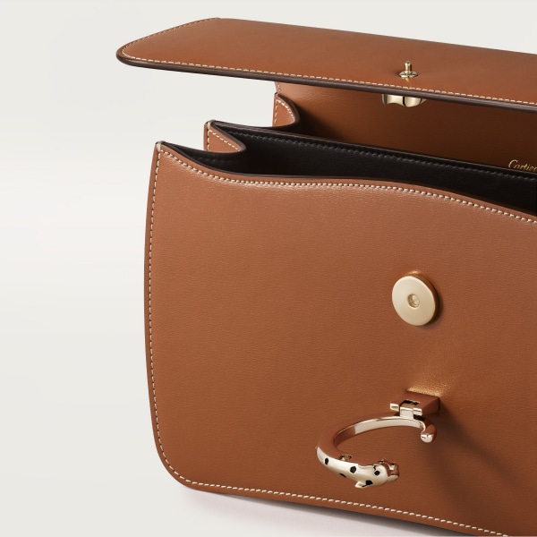 Chain bag small, Panthère de Cartier Caramel calfskin, golden finish