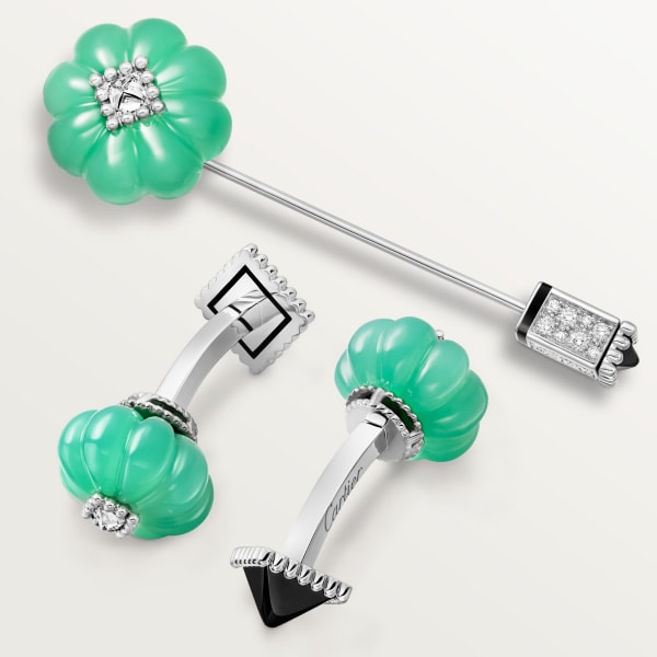 Cartier Libre Tuttitutti pin Rhodium-finish white gold, chrysoprase, onyx, diamonds