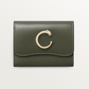 Wallet, Panther C Green tea calfskin, golden finish