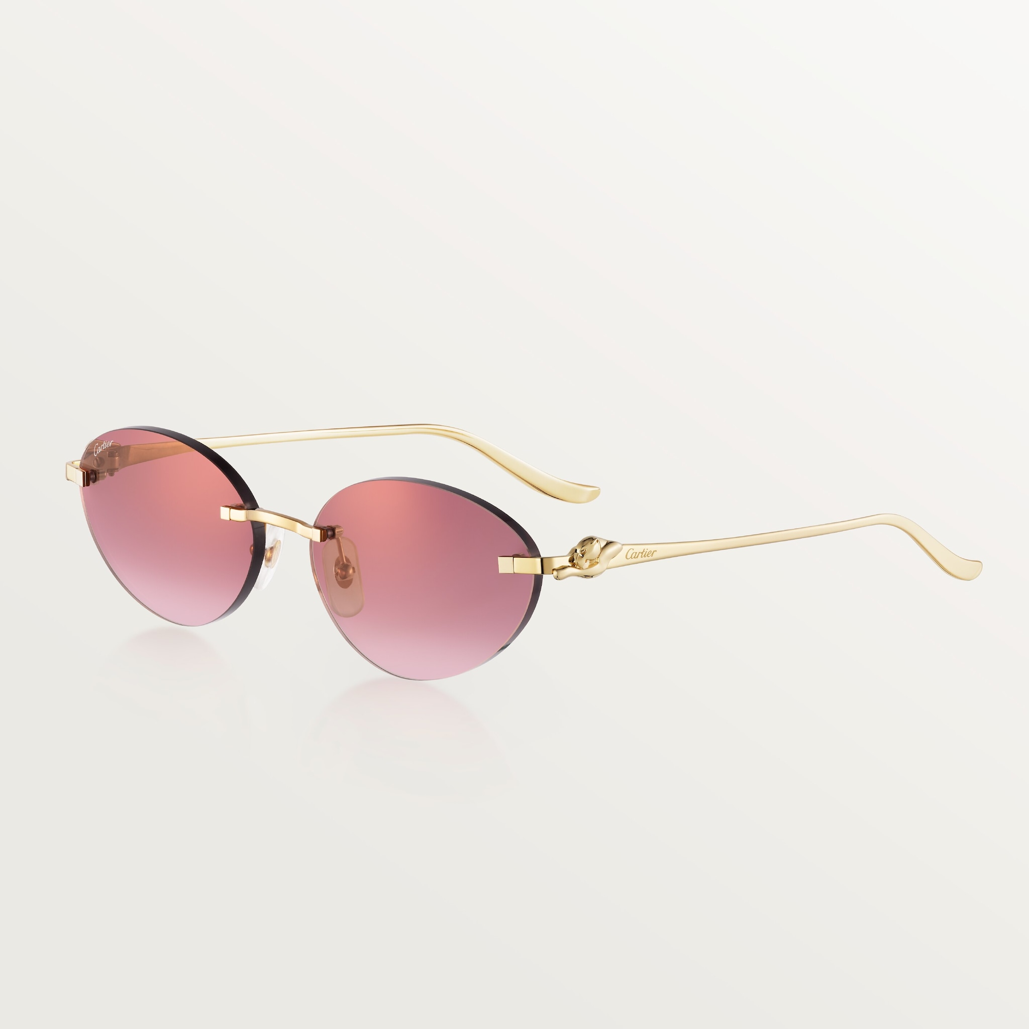Panthère de Cartier, SunglassesSmooth golden-finish metal, burgundy lenses