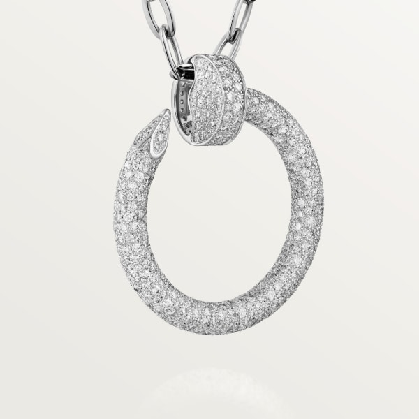 Juste un Clou long necklace, transformable, extra-large model, paved  White gold, diamonds
