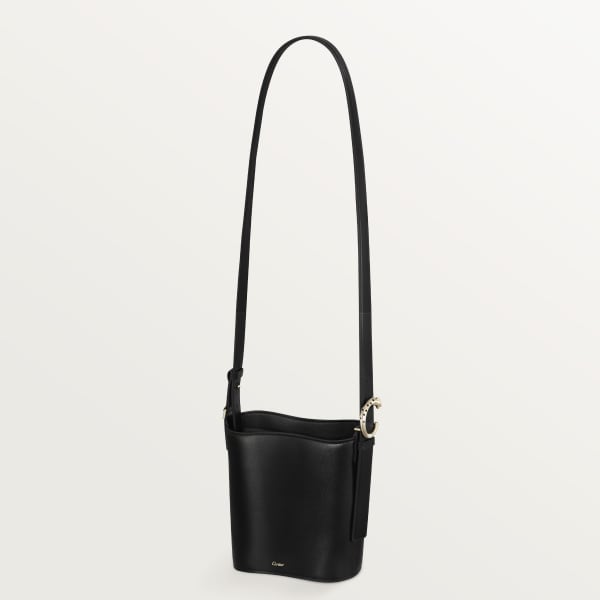 Mini bucket bag, Panthère C Black grained calfskin, golden finish