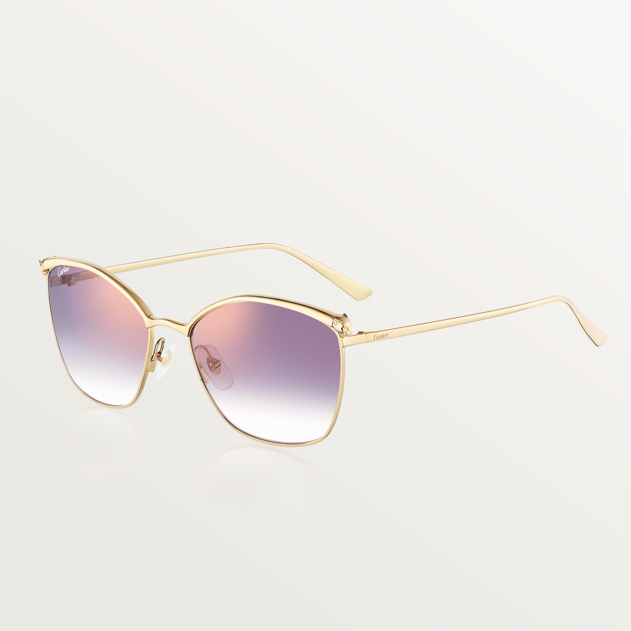 Panthère de Cartier SunglassesSmooth golden-finish metal, purple lenses