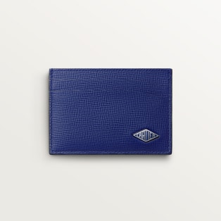 Card holder, Losange Ink-coloured grained calfskin, palladium finish and ink-coloured enamel