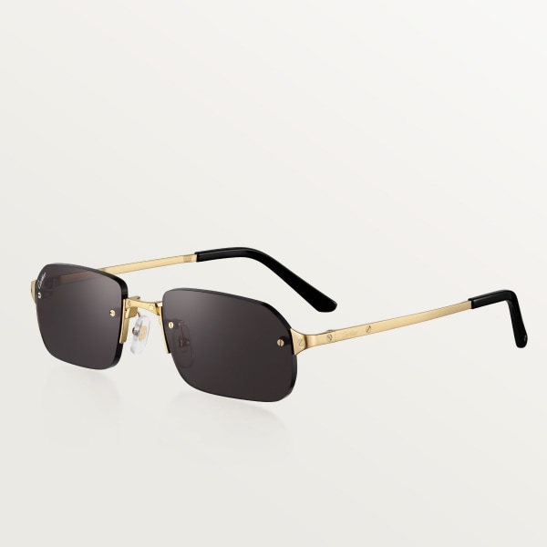 CRESW00676 Santos de Cartier Sunglasses Smooth and brushed golden finish metal grey lenses Cartier