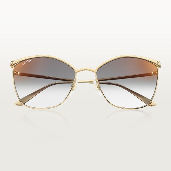 Panthère de Cartier Sunglasses Smooth golden-finish metal, grey lenses