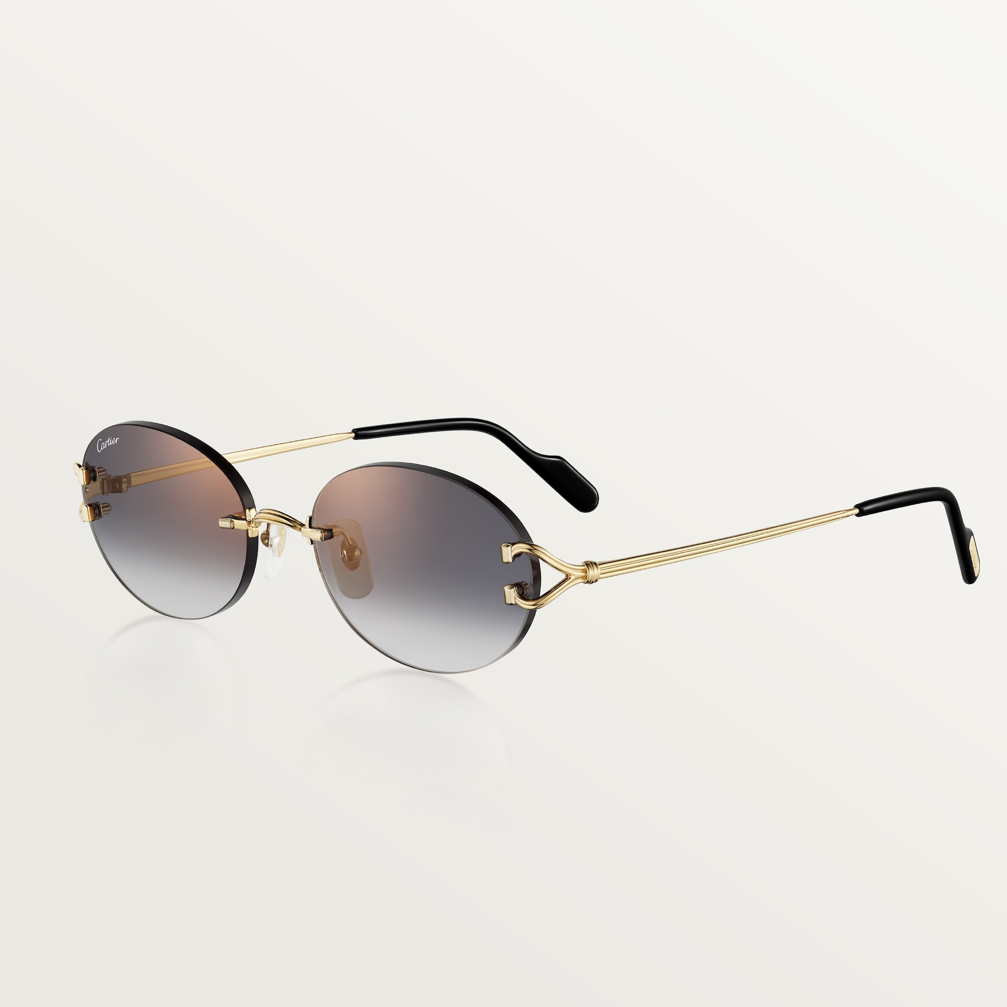 Sunglasses, Classic C de Cartier motifSmooth golden-finish metal, grey lenses