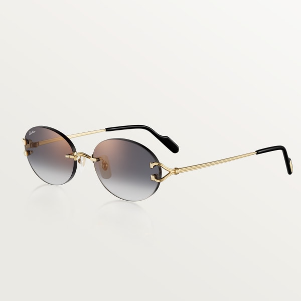 Sunglasses, Classic C de Cartier motif Smooth golden-finish metal, grey lenses