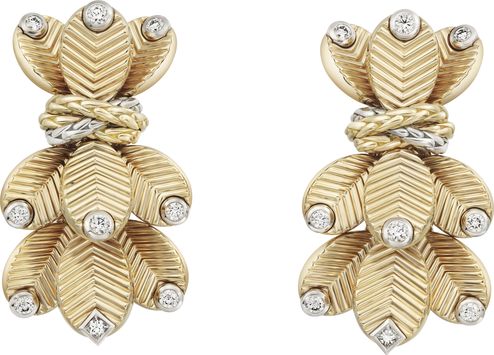 Grain de Café earringsYellow gold, white gold, diamonds