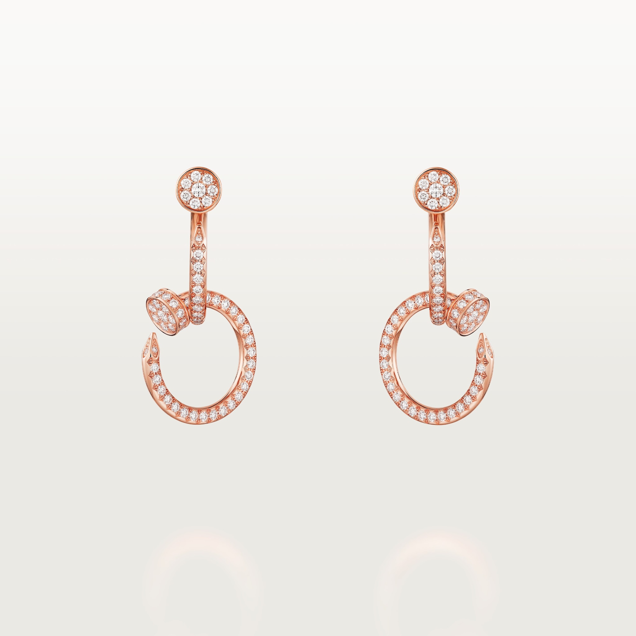 Juste un Clou earrings, double, semi-pavedRose gold, diamonds