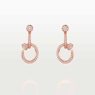 Juste un Clou earrings, double, semi-paved Rose gold, diamonds