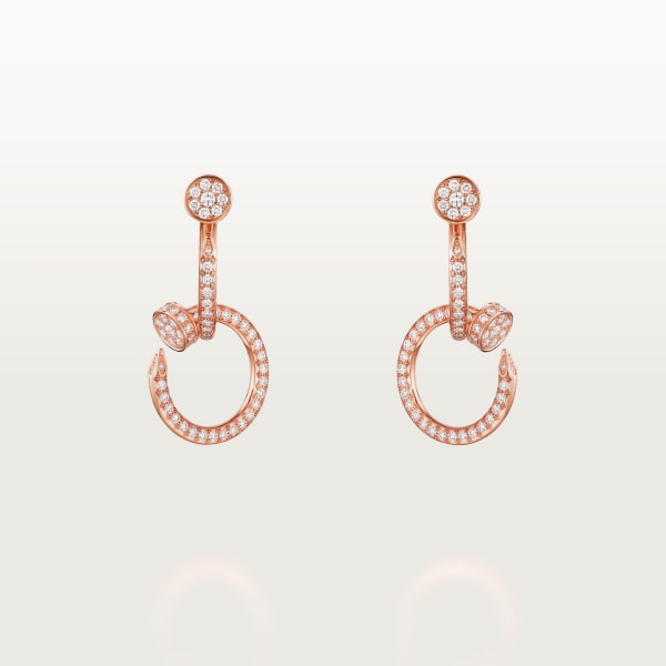 Juste un Clou earrings, double, semi-paved Rose gold, diamonds