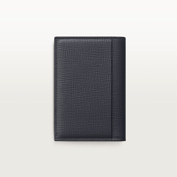 4 credit card holder, Cartier Losange Slate grey and sky blue grained calfskin, golden finish and slate grey enamel