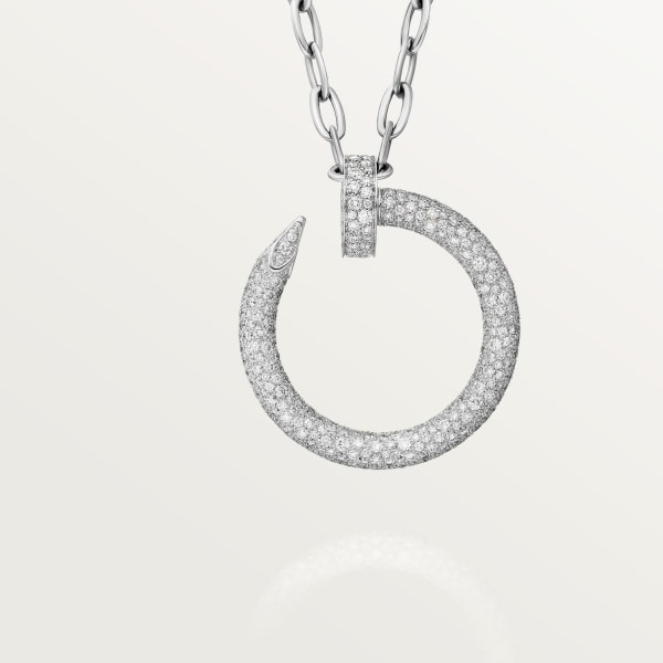 Juste un Clou long necklace, transformable, extra-large model, paved  White gold, diamonds
