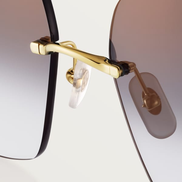 Trinity, Sunglasses Black metal, smooth three-tone golden finish, grey lenses