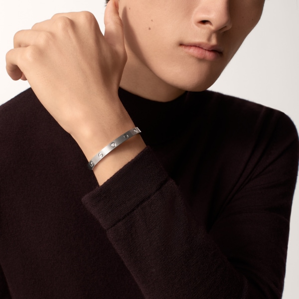 Love bracelet, classic model, brushed, 4 diamonds White gold, brushed finish, diamonds