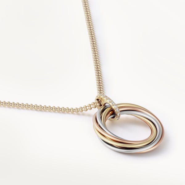 Trinity necklace, seven rows, diamonds White gold, yellow gold, rose gold