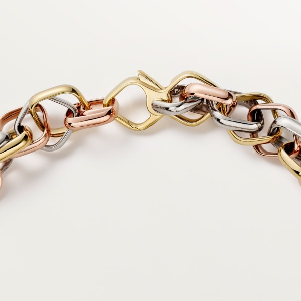 Trinity cushion necklace, extra-large model White gold, yellow gold, rose gold