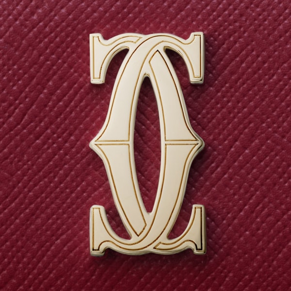 Mini wallet, C de Cartier Cherry red textured calfskin, golden finish