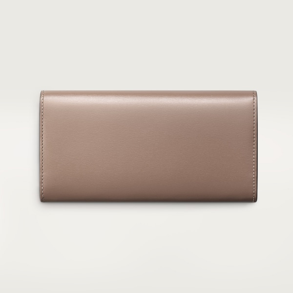 International wallet with flap, Panthère C de Cartier Clay-coloured grained calfskin, golden finish