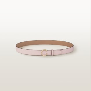 Belt, Panthère de Cartier, Size M (85 cm) Petal pink calfskin, golden-finish buckle