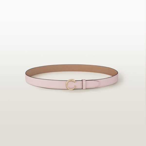 Belt, Panthère de Cartier, Size M (85 cm) Petal pink calfskin, golden-finish buckle