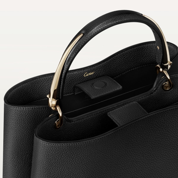 Medium model handle bag, Panthère Double Grained black calfskin