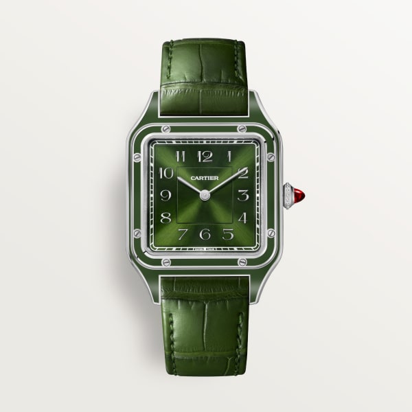 CRWGSA0096 Santos Dumont watch Large model hand wound movement platinum leather Cartier