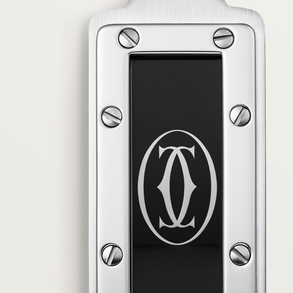 Santos de Cartier keyring Stainless steel and black lacquer