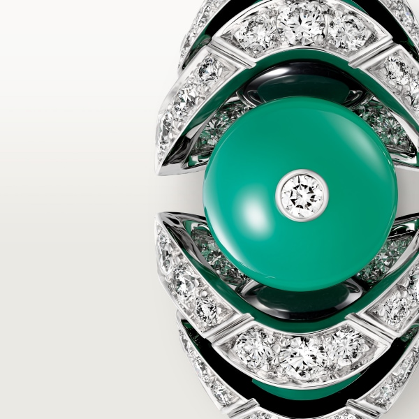 Geometry & Contrast ring White gold, chrysoprase, onyx, diamonds