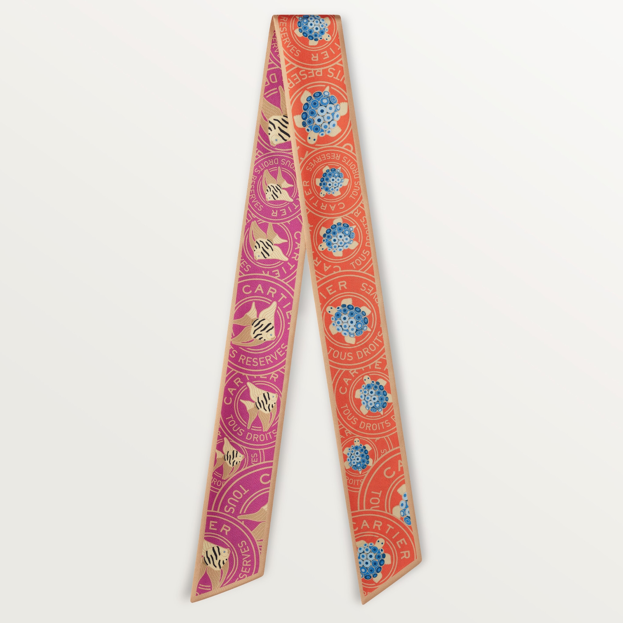 Cartier Characters headbandOrange and fuchsia silk twill